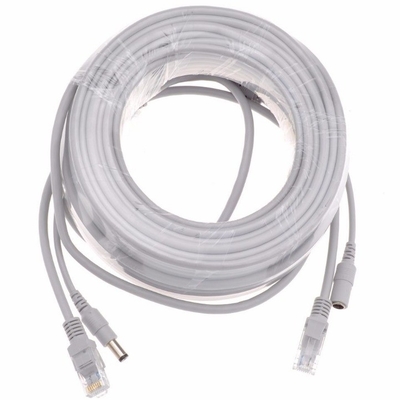 ПВХ куртка 5/10/15/20/30M серой CAT5/CAT-5e Ethernet RJ45 DC Power CCTV Network Lan кабель