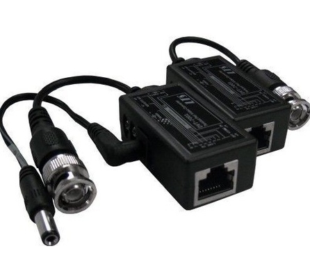 Чёрный CCTV BNC на RJ45 Видео Балон с расширителем питания постоянного тока по кабелю Cat5/6 Ethernet