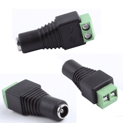 Черно-зеленый постоянный ток терминал питания винт женский 2.1x5.5 мм Jack Connector Adapter для CCTV камеры провода