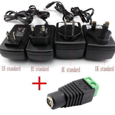 Черно-зеленый постоянный ток терминал питания винт женский 2.1x5.5 мм Jack Connector Adapter для CCTV камеры провода