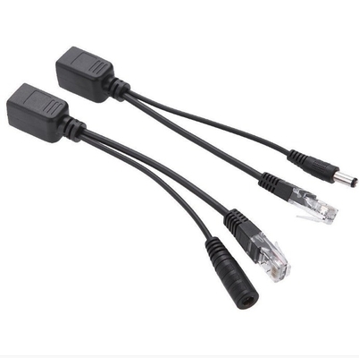 DC Plug Male End POE Splitter Cable Injector 16cm Длина для CCTV IP Камера в черном