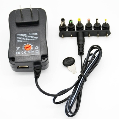 AC100-240V Отсоединяемый адаптер питания 30W Выход 3-12V постоянного тока Регулируемая эффективность 85%