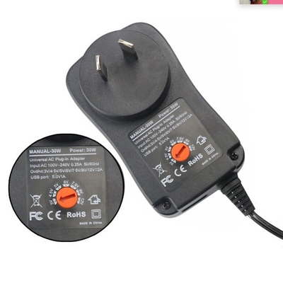 AC100-240V Отсоединяемый адаптер питания 30W Выход 3-12V постоянного тока Регулируемая эффективность 85%